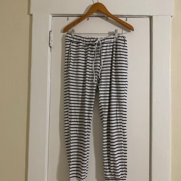 Black and White Striped Joggers Size Large - Picture 2 of 7